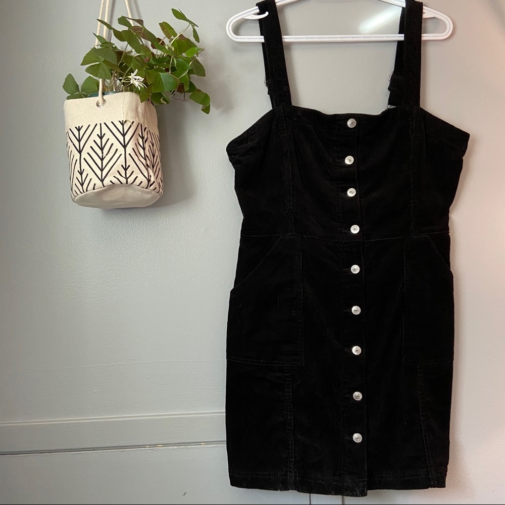 H&M Black Cord Overall Dress